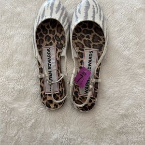 Silver and White Women's Flats